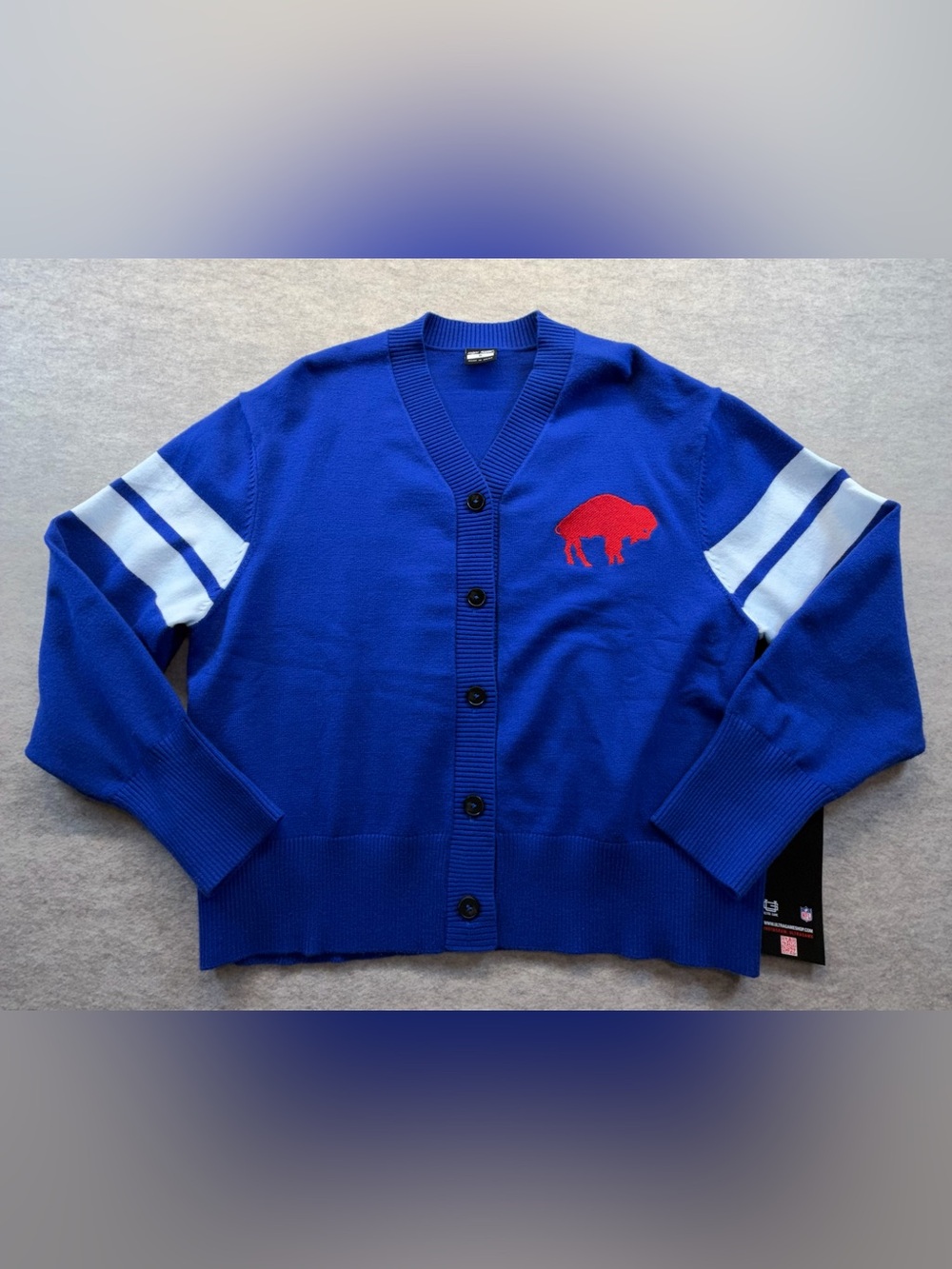 Buffalo Bills Ultra Game NFL Cardigan Sweater Blue Red NWT Size S
